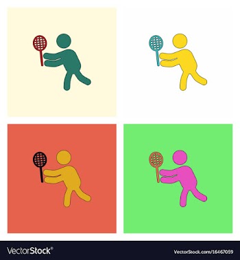Badminton player in action logo collection vector image