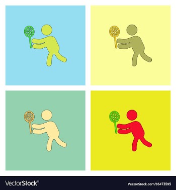Badminton player in action logo collection vector image