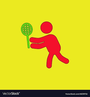 Badminton player in action logo - super lightning vector image