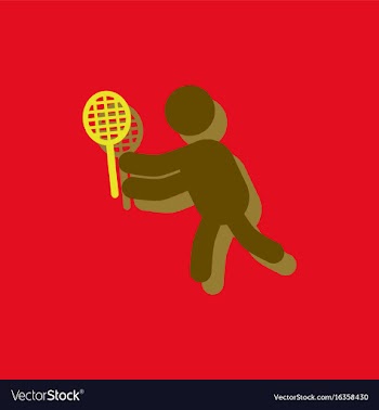 Badminton player in action logo - super lightning vector image