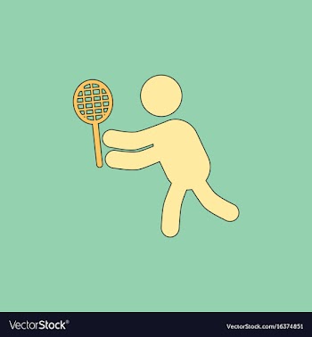 Badminton player in action logo - super lightning vector image