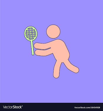 Badminton player in action logo - super lightning vector image
