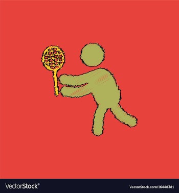 Badminton player in action logo - super lightning vector image