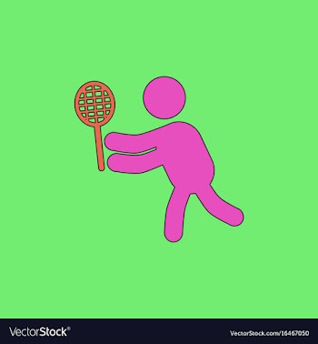 Badminton player in action logo - super lightning vector image
