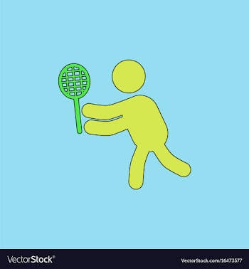 Badminton player in action logo - super lightning vector image