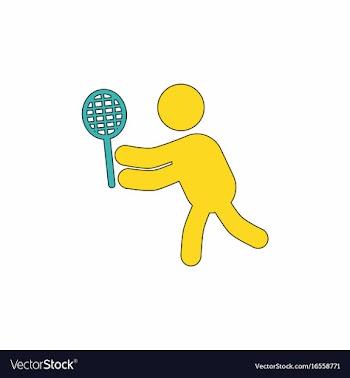 Badminton player in action logo - super lightning vector image