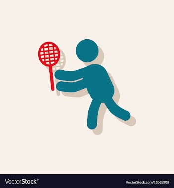 Badminton player in action logo - super lightning vector image