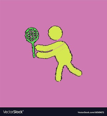 Badminton player in action logo - super lightning vector image