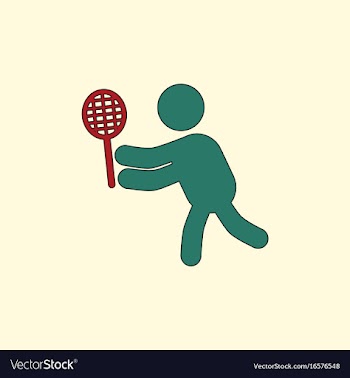 Badminton player in action logo - super lightning vector image