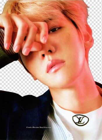 Baekhyun Lined Magazine, man wearing blue top transparent background PNG clipart