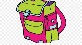 Bag, Backpack, School, Pink, Line Art PNG