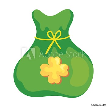 bag of money with clover design