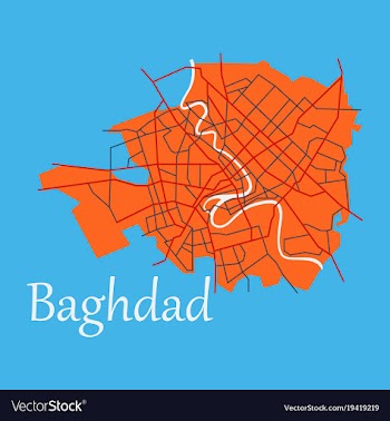 Baghdad city map - iraq flat isolated on vector image