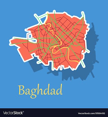 Baghdad city map - iraq sticker isolated on vector image