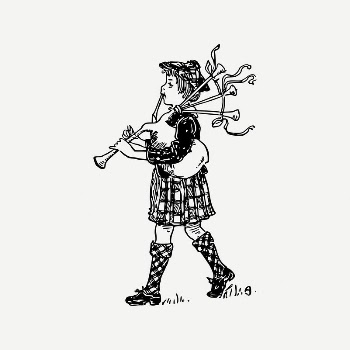 Bagpipes boy clipart, vintage music | Free PSD Illustration - rawpixel