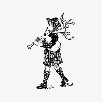 Bagpipes boy drawing, vintage music | Free Vector Illustration - rawpixel