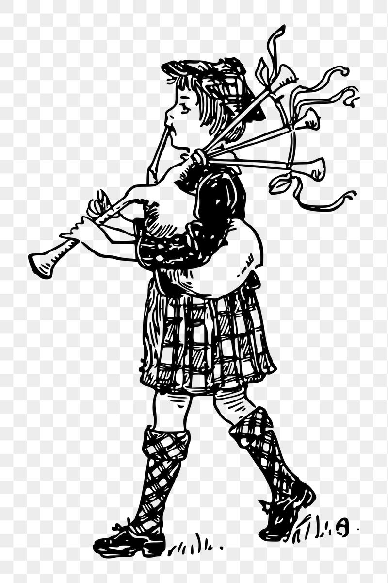 Bagpipes boy png sticker, vintage | Free PNG - rawpixel