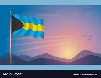 bahamas flag in the morning sun