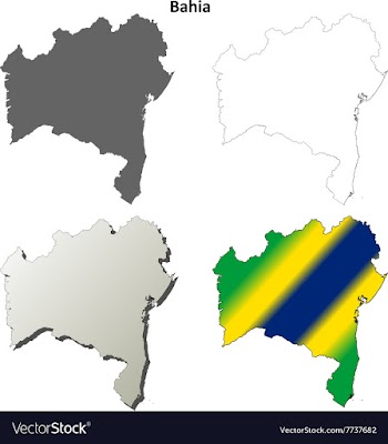 Bahia blank outline map set vector image