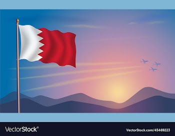 bahrain flag in the morning sun