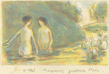 Baigneuses, gardeuses d'oies (Bathers Tending | Free Photo - rawpixel
