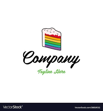 Bakery cake rainbow logo design vector image
