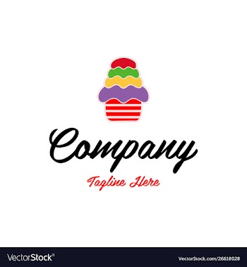 Bakery cake rainbow logo design vector image