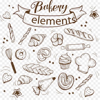 Bakery Cupcake Bread Baking - Vector sketch bakery elements and tableware 