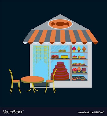 Bakery flat shop with different confectionery vector image