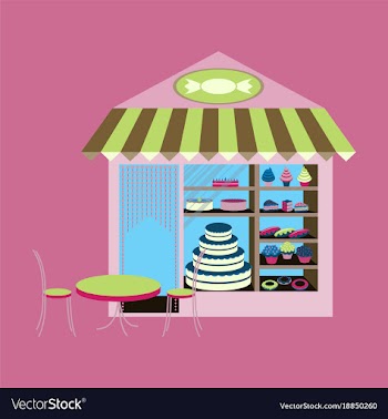 Bakery flat shop with different confectionery vector image