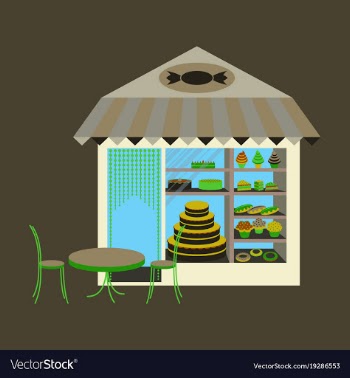 Bakery flat shop with different confectionery vector image