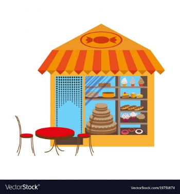Bakery flat shop with different confectionery vector image
