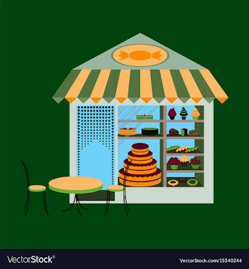 Bakery flat shop with vector image