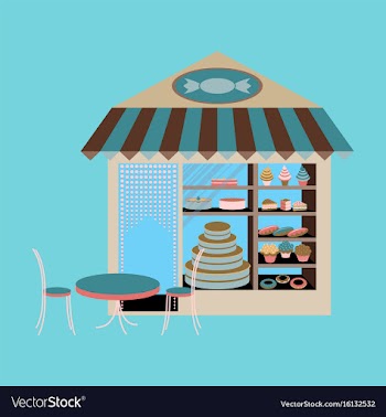 Bakery flat shop with vector image
