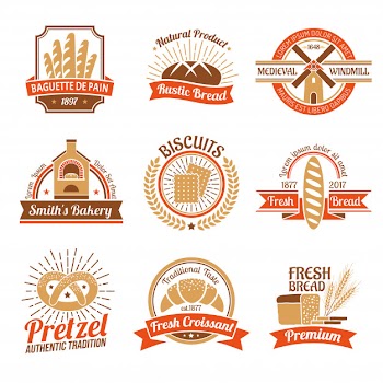Bakery logo emblem set Free Vector