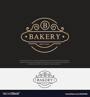 bakery logo on a dark background bread and cake