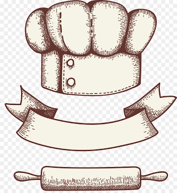 Bakery Logo Pastry Cookie - Hand drawn vector chef hat with ribbon 