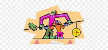 Balancing Time And Money Royalty Free Vector Clip Art - Cartoon