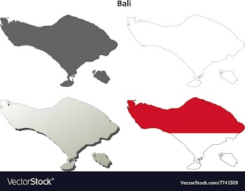Bali blank outline map set vector image