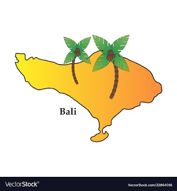 Bali indonesia map with travel and attraction vector image