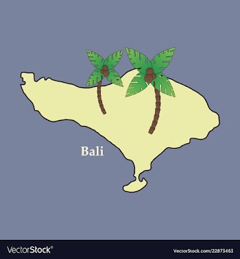 Bali indonesia map with travel and attraction vector image