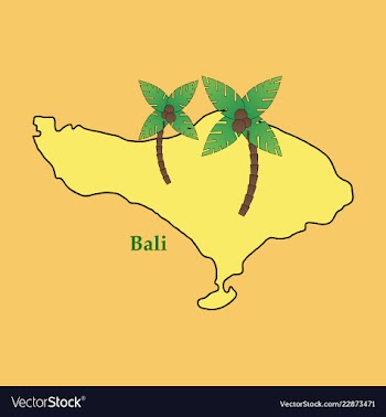 Bali indonesia map with travel and attraction vector image