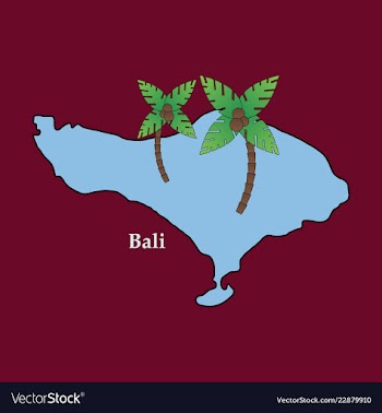 Bali indonesia map with travel and attraction vector image