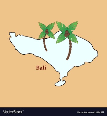 Bali indonesia map with travel and attraction vector image