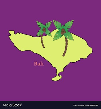 Bali indonesia map with travel and attraction vector image
