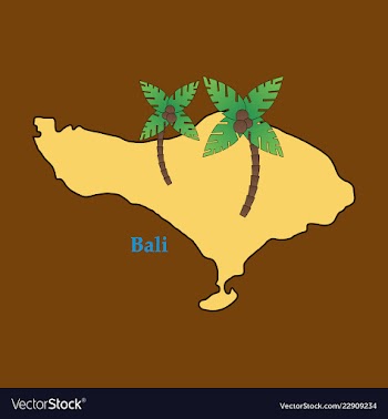 Bali indonesia map with travel and attraction vector image