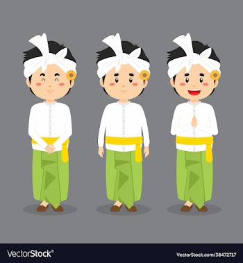 bali indonesian character with various expression