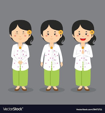 bali indonesian character with various expression