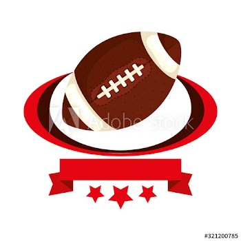 ball american football with ribbon and stars design