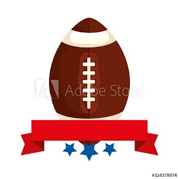 ball american football with ribbon and stars design